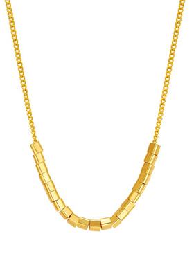 周大生金色小方糖项链银首饰