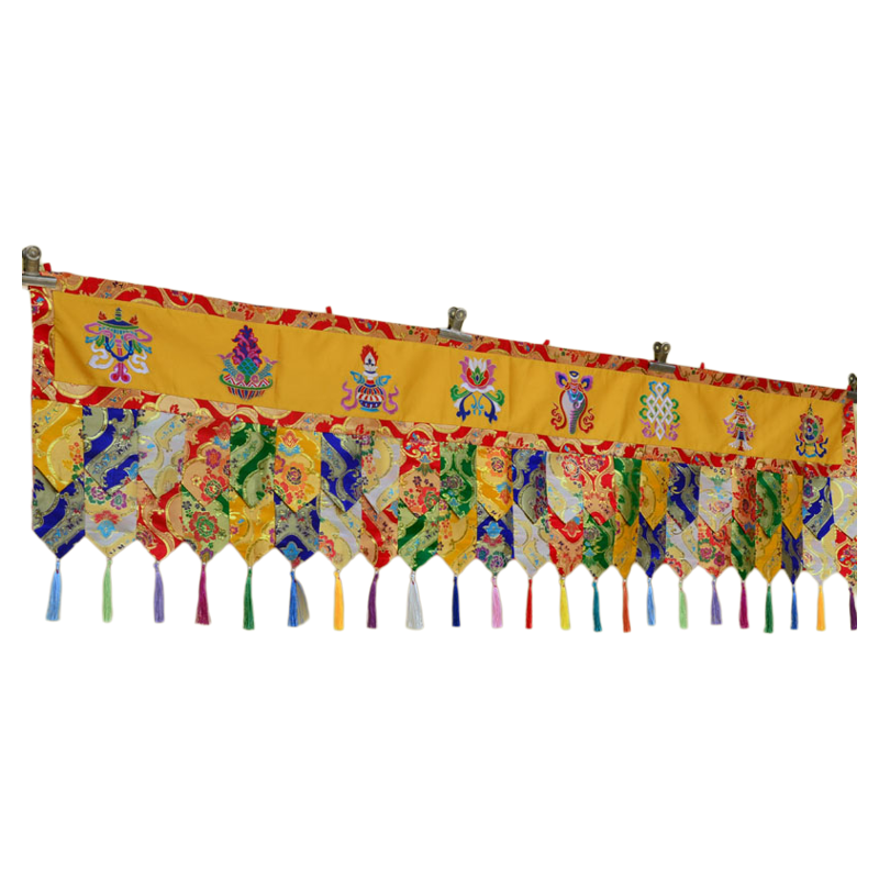 藏佛布艺绣八吉祥帷幔墙围桌围