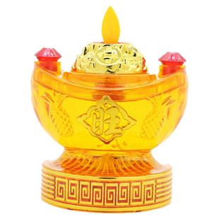 家用财神灯电池插电LED蜡烛供灯元宝长明灯乔迁仙家道家招财红色