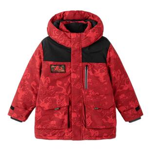 巴拉巴拉儿童羽绒服男童拜年服大童红色外套2026超好看新年款童装