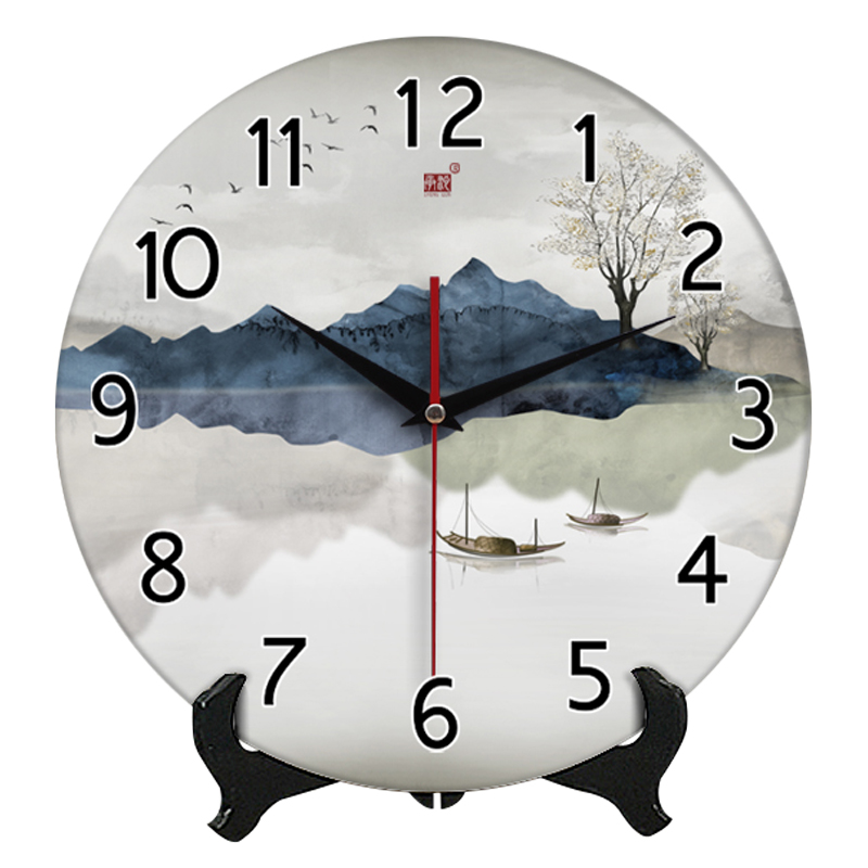 承沁新中式陶瓷钟表摆件创意时钟客厅挂钟座钟静音台钟大数字摆钟
