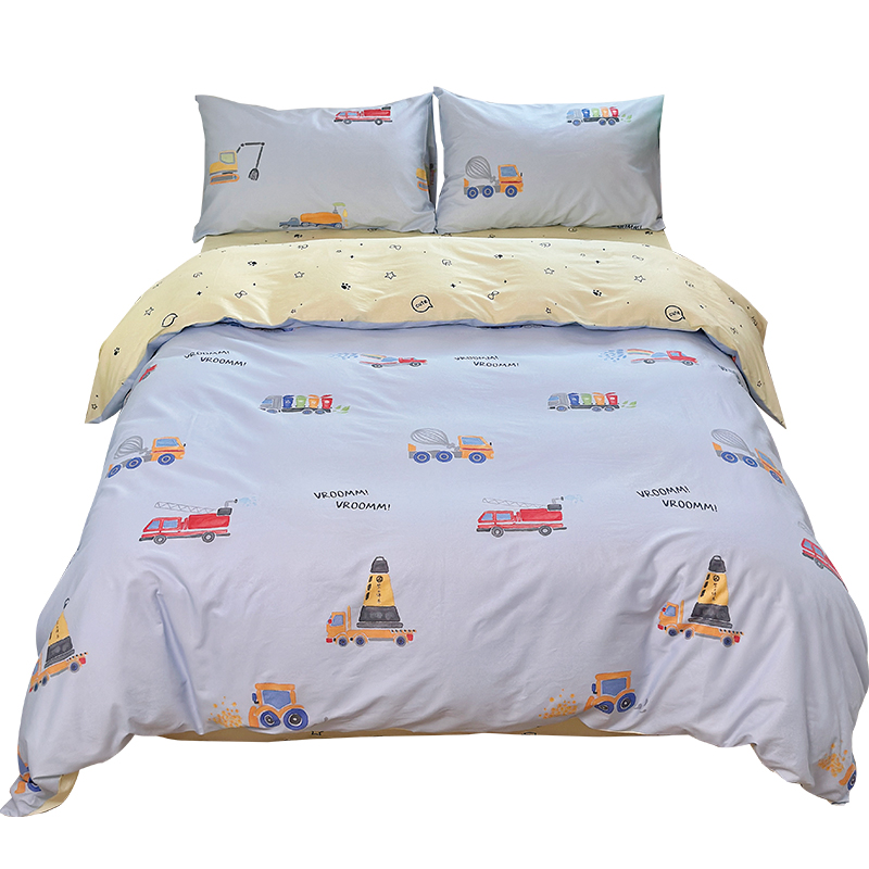 工程车蓝｜卡通汽车儿童被套纯棉单件萌趣床单床笠床品定制