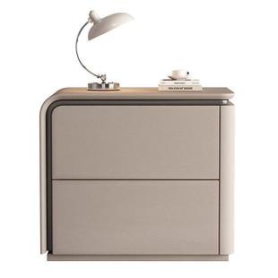 三梦全实木床头柜家用卧室小型床边收纳柜子轻奢高级感储物柜一体