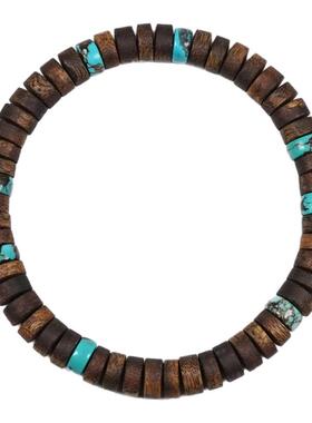 pohier天然绿松石沉香手链