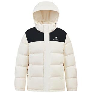 骆驼羽绒服女装2025冬季短款情侣加厚保暖白色面包服男生外套