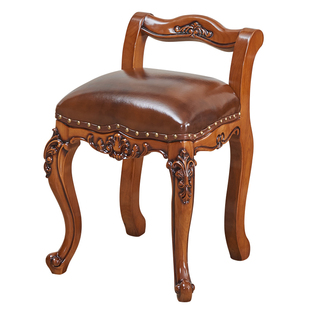 欧式小靠背餐椅实木餐桌椅法式茶台皮艺椅子餐厅家具组合公主书椅