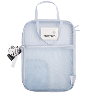 TACOTACO双层网纱手提文件袋收纳袋透明拉链式补习袋学生拎书袋a4试卷袋资料袋初高中生专用学习笔袋a5大容量