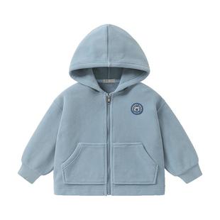 右欧男童女童加绒连帽外套可爱猫猫绒秋冬季新款童装儿童保暖上衣