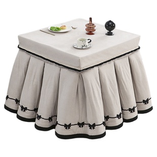 四方烤火桌子罩套高级感冬电暖炉取暖桌布奶油风烤火被火炉保护罩