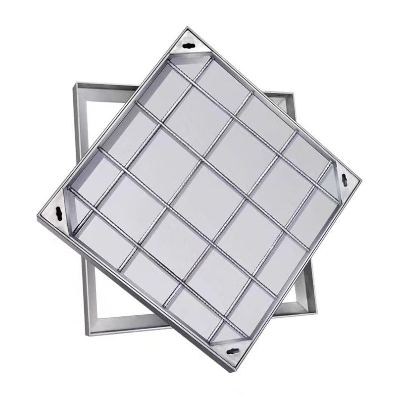 304不锈钢隐形井盖方形雨污水铸铁别墅庭院下水道窖井盖板装饰盖