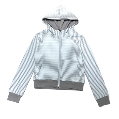 CCA自制小众运动风德绒慵懒风撞色条纹连帽卫衣拉链帽衫慢跑开衫