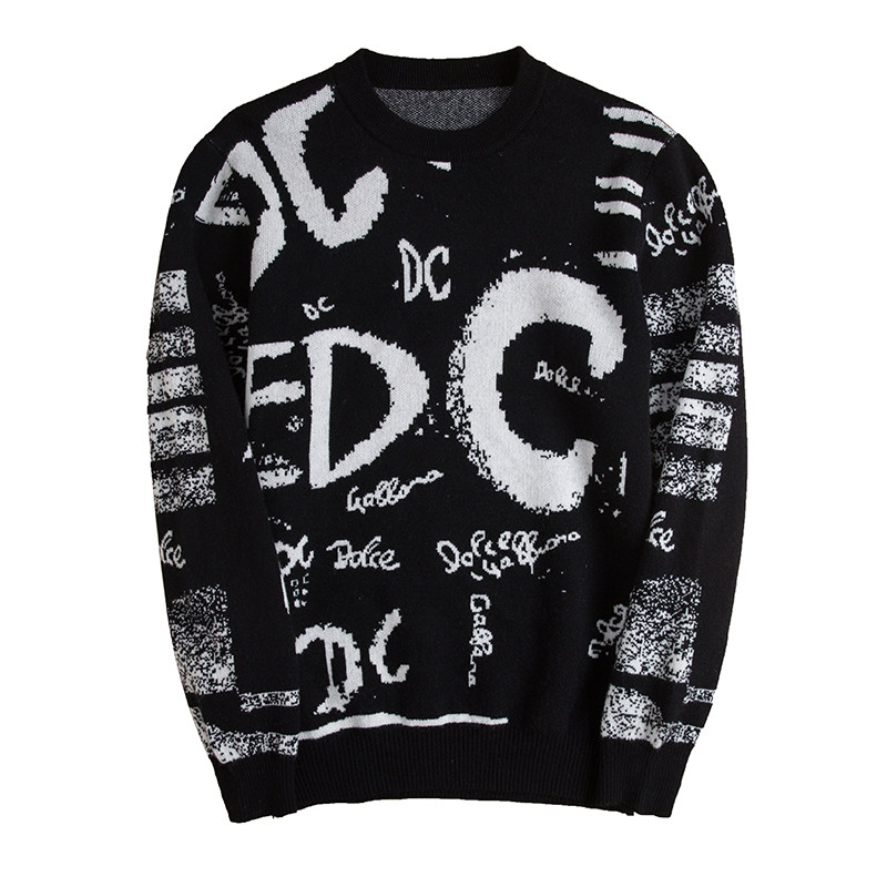DC图案羊绒衫男圆领打底衫加厚2025冬季新款100纯羊绒男士毛衣潮