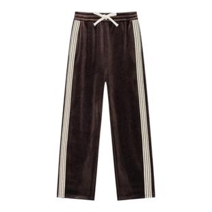 华吉言【四条杠】定制轻奢丝绒空气感松紧腰阔腿裤