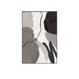黑白极简艺术客厅装饰画抽象肌理沙发背景墙落地画高级感玄关挂画
