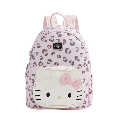 甜酷风粉色豹纹HelloKitty双肩包