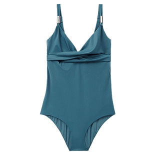 CALZEDONIA卡泽意袜春夏女海边度假褶皱金色配饰连体泳衣0IS1846