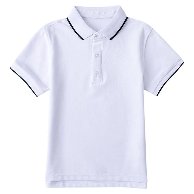 伊顿中小学生校服夏季短袖T恤浅灰白色藏青纯色POLO衫校服班服