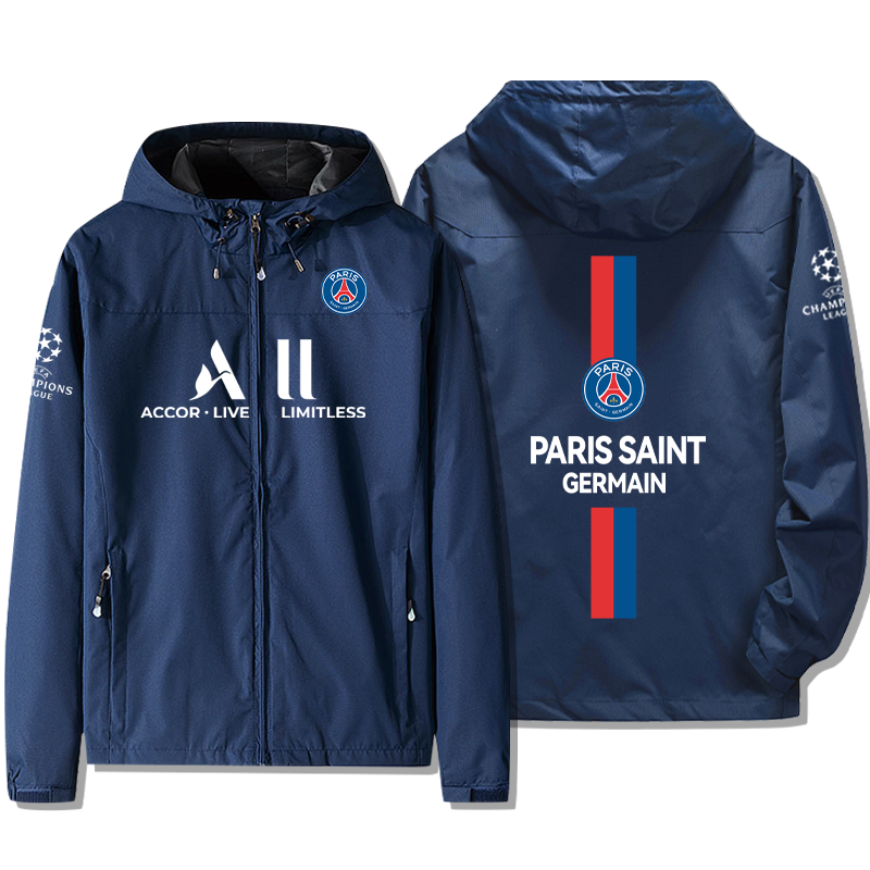 梅西messi大巴黎球队冲锋衣队服内马尔同款球服连帽夹克男女外套