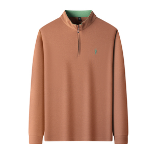 罗蒙秋冬季新款男士纯棉卫衣休闲宽松半拉链立领品牌刺绣长袖T恤