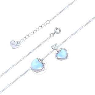 AJIDOU阿吉豆项链毛衣链女首饰吊坠气质设计师饰品蓝色爱心锁骨链