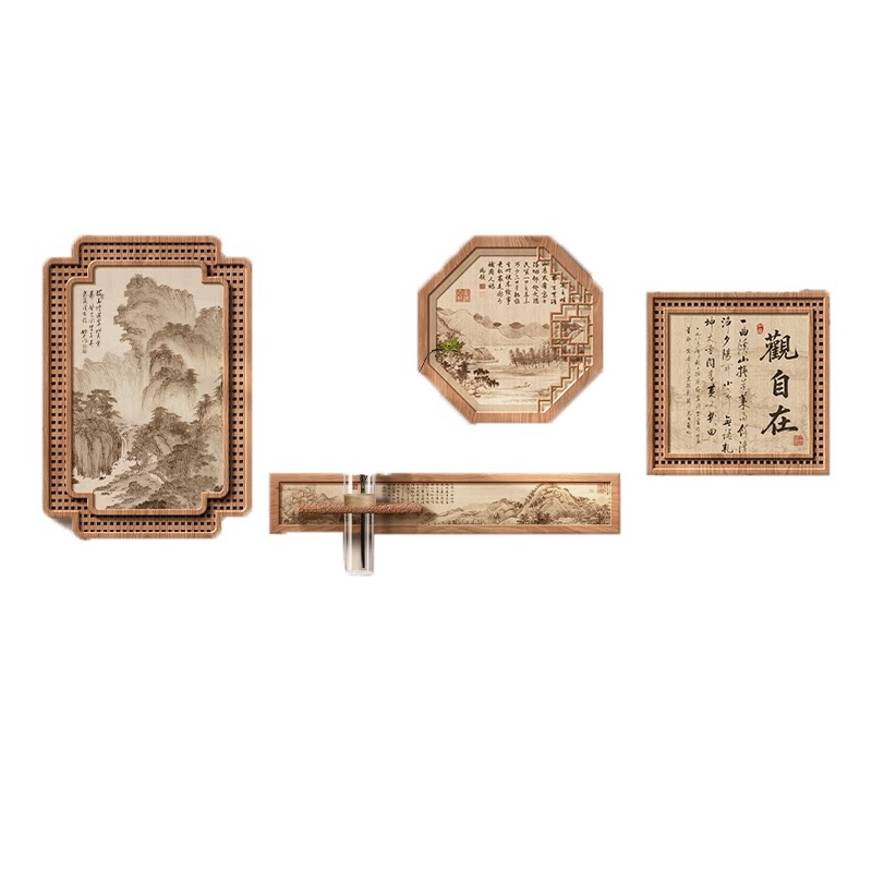 新中式禅意山水客厅背景墙装饰画