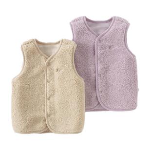 戴维贝拉儿童马甲两面穿仿羊羔绒坎肩2026新款春秋男童上衣女宝宝