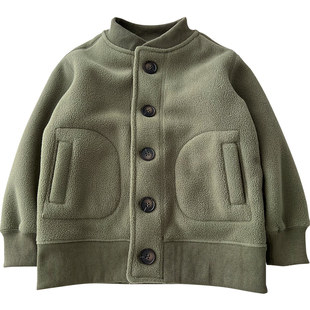 出口品质 儿童羊羔绒厚外套~男童保暖棉袄摇粒绒上衣校服内穿打底