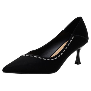 华耐法式尖头高跟鞋女2026新款春夏季水钻细跟通勤鞋气质浅口单鞋