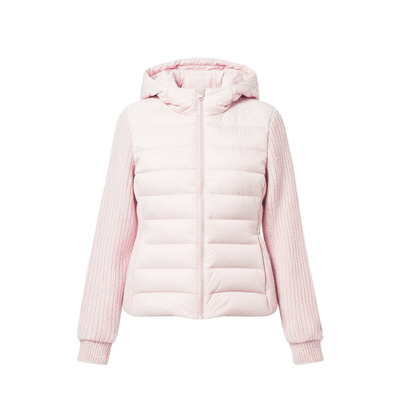 针织拼接短款修身排骨羽绒服