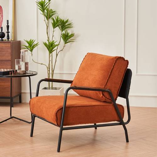 K8单人沙发椅轻奢单简休闲椅沙发位懒人小户型咖客厅艺椅极单人铁