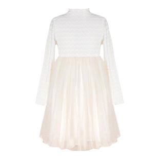 LittleNaive儿童春季新款针织连衣裙白色网纱裙女童甜美公主裙