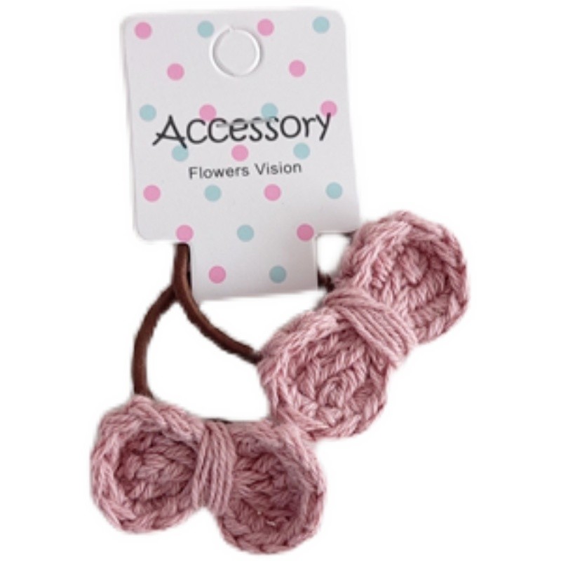 新款韩版儿童简约皮筋女孩手工线织结发圈公主黄色扎小辫头绳发饰