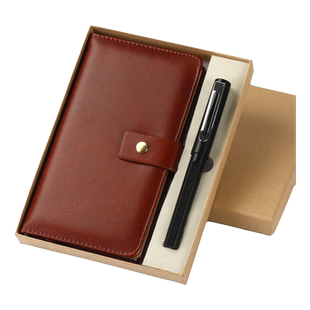 商务A6记事本套装笔记本文具礼品礼盒装A5加厚皮面便携小本子订制笔记本子记事本套装笔和本子定做可印logo