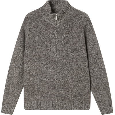 商场同款流石男装半拉链纯羊毛衫