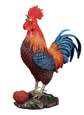 京茵彩铜公鸡摆件新中式别墅家居客厅办公室生肖金鸡报喜开业礼品