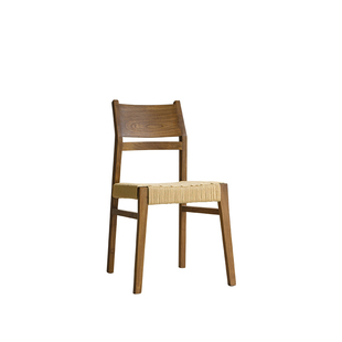 叕木|藤编横条椅/侘寂风餐椅进口柚木中古椅子设计师书桌实木椅