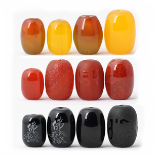 天然黑红玛瑙桶珠散珠勒子散珠 diy佛珠星月菩提配饰腰珠顶珠配珠