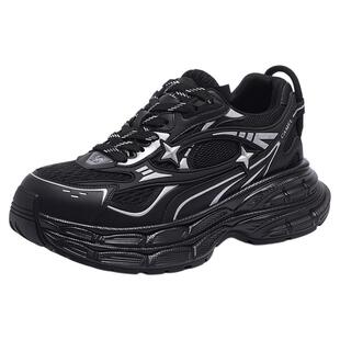 骆驼星雨老爹鞋男2026春季新款银色增高厚底情侣运动鞋跑步休闲鞋