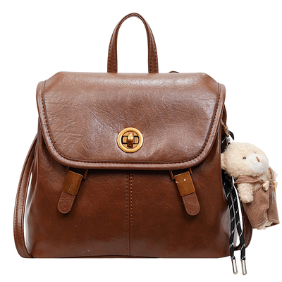 复古锁扣大容量百搭双肩包