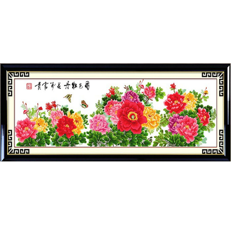 蒙娜丽莎十字绣九尺牡丹十字绣花开富贵3米大图国色牡丹丝线包邮