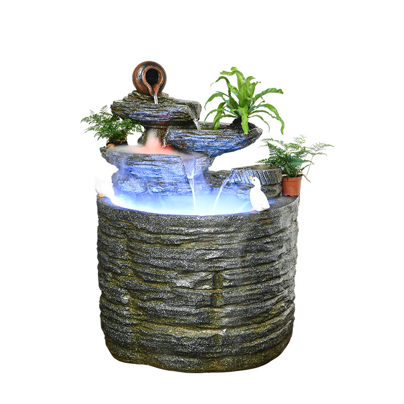 循环流水喷泉招财雾化景观摆件