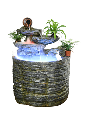 循环流水喷泉招财雾化景观摆件