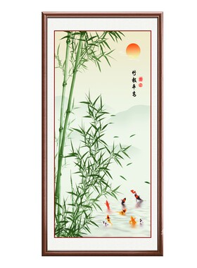 竹子图客厅玄关竹报平安招财挂画