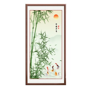 竹子图客厅玄关竹报平安招财挂画