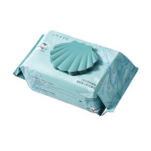 嫚熙80抽绿贝壳婴幼儿湿巾宝宝手口屁可用湿纸巾专用新生加厚大包