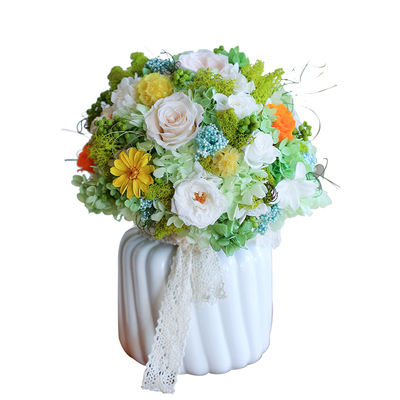莫奈花园日本进口永生花奥斯汀香槟玫瑰兰花小菊蔷薇苔藓森系花束