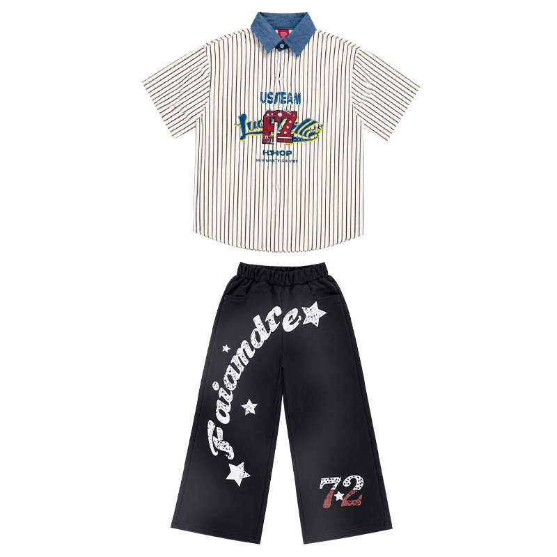 儿童夏季嘻哈街舞潮服套装男女童