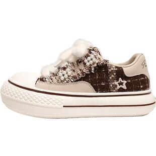 TTKJ厚底鞋女鞋2026新款琥珀流光风毛毛丑萌大头鞋子休闲运动板鞋