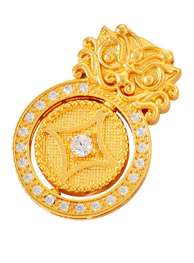 古法沙金吞金兽项链成品