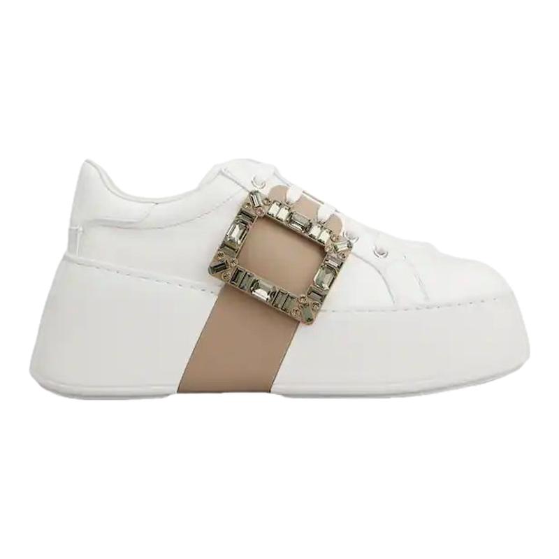 RogerVivier/罗杰维维亚女士运动休闲鞋纳帕皮漆皮水晶搭扣新款